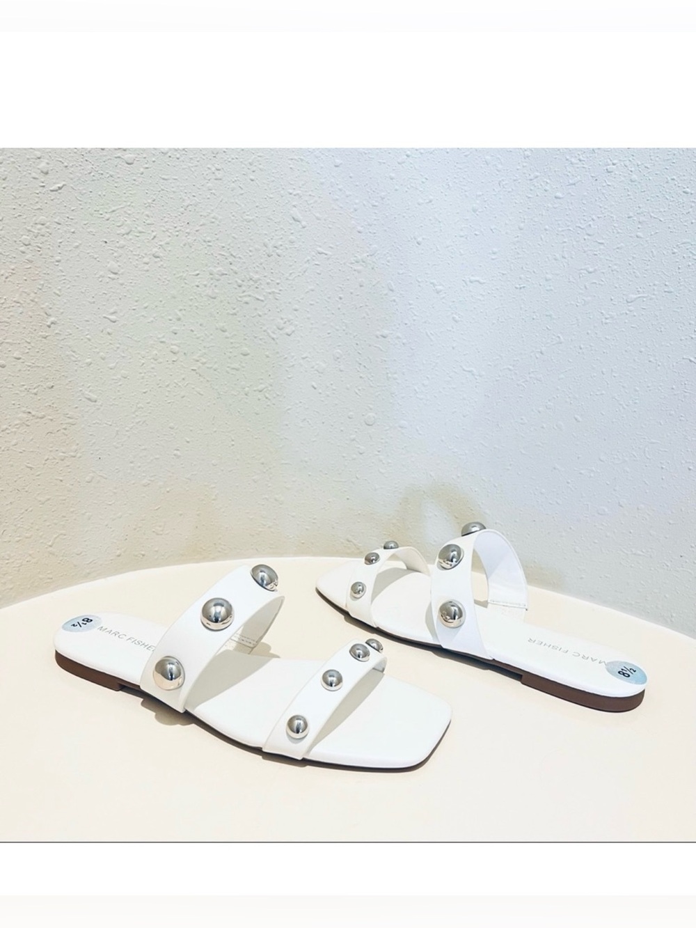 Marc Fisher Women’s Studded White Sandals Size 8.5 NWT